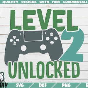 Level 2 entriegelte SVG - Sofortiger Download - Druckbare Schnittdatei - Kommerzielle Nutzung - Zwei Jahre Geburtstag SVG - Geburtstagsshirt Druck - Jubiläum