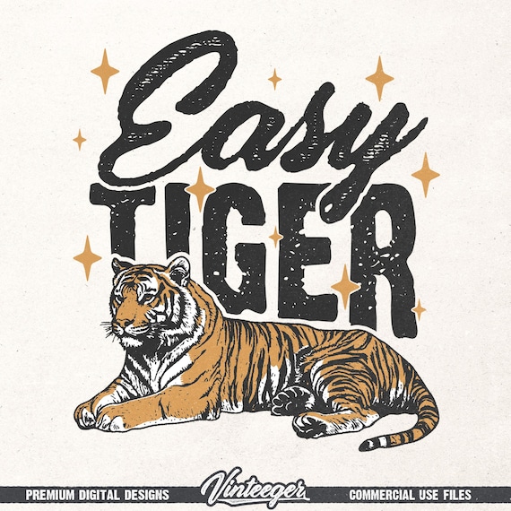 Trendy retro T-Shirt Design – Funny Quote PNG with Tiger Graphic - Humorous Print for sublimation and dtg printing - Vintage girl printable