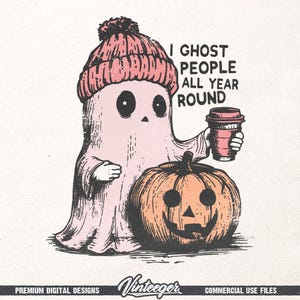 Ik spook het hele jaar door mensen, png | Halloween-afbeelding | Schattige griezel png | Halloween-shirtprint | Herfstsublimatie png | Halloween-meisje png