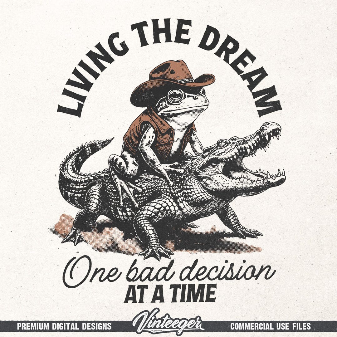 Funny western digital design - Sarcastic shirt print - Living the dream PNG - Funny cowboy