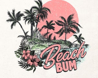 Beach bum Png | Summer sublimation Png | Retro beach design | Tropical shirt print | Beach lover design | Retro summer design Png