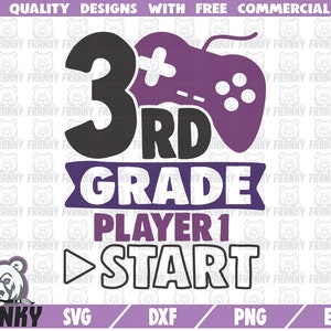 3. Klasse Spieler 1 starten SVG - DXF-Datei - geschnitten Datei - zurück zur Schule Svg - erste Tag der Schule - dritte Klasse Svg - Schule Shirt Svg - Lehrer