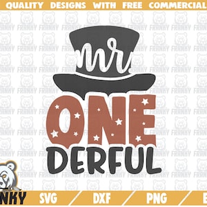 Dhr. Onederful SVG-cut bestand-DXF bestand-één jaar verjaardag SVG-verjaardag jongen SVG-eerste verjaardag SVG-1e verjaardag SVG-verjaardag shirt