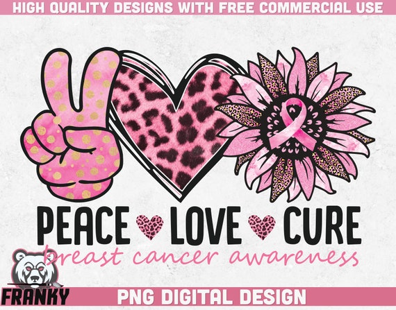 Peace Love Cure PNG Sublimation Design Breast Cancer - Etsy Australia
