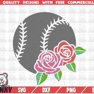 Baseball ball with roses SVG - DXF file - Cut file - Baseball shirt SVG - Baseball mom svg - Baseball girl shirt - Flowers svg - Softball
