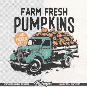 Boerderij verse pompoenen png | Retro herfstontwerp | Herfstsublimatie, png | Vintage herfstafbeelding | Herfstshirtprint png | Pompoenenwagen png afbeelding 6
