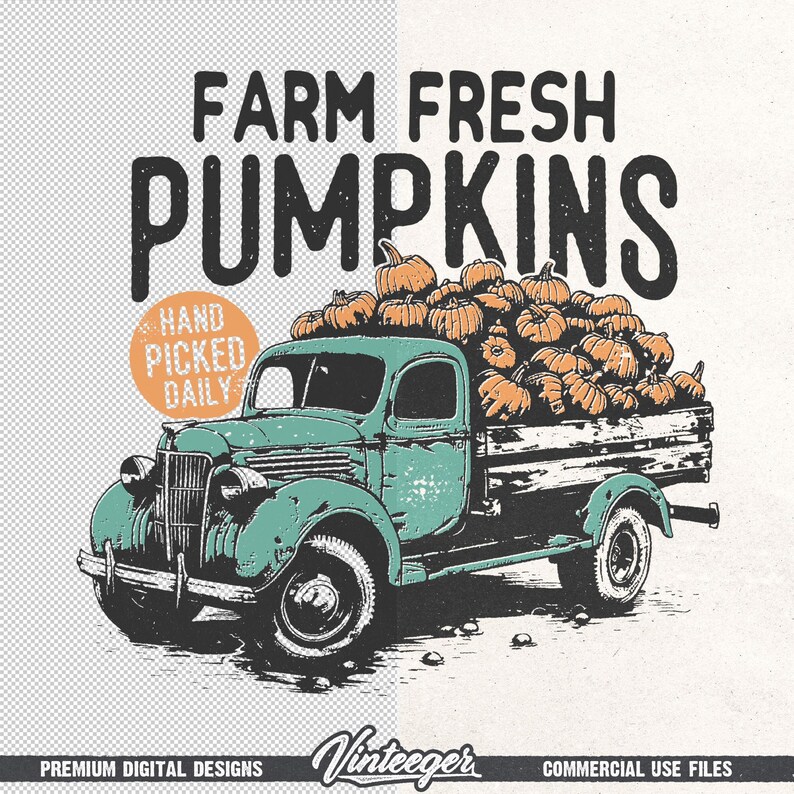 Boerderij verse pompoenen png | Retro herfstontwerp | Herfstsublimatie, png | Vintage herfstafbeelding | Herfstshirtprint png | Pompoenenwagen png afbeelding 6