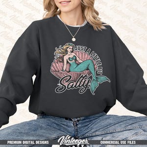 Just a little bit salty Png | Mermaid shirt design | Retro summer sublimation Png | Beach shirt design | Retro summer design Png | Digital image 5