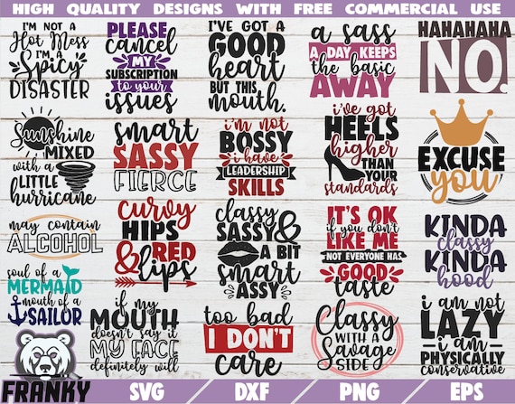 Download Sassy Bundle Svg 20 Designs Cut Files Dxf Files Sassy Etsy