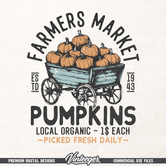 Farmers Market Png | Retro fall design Png | Fall sublimation design | Autumn graphic Png | Farm fresh pumpkins Png | Pumpkins cart png