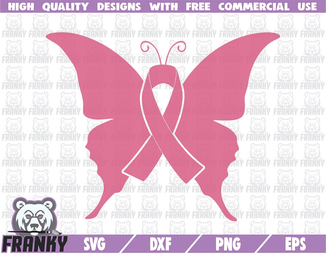 Pink Butterfly SVG DXF File Cut File Pink Ribbon Svg Breast Cancer Svg ...