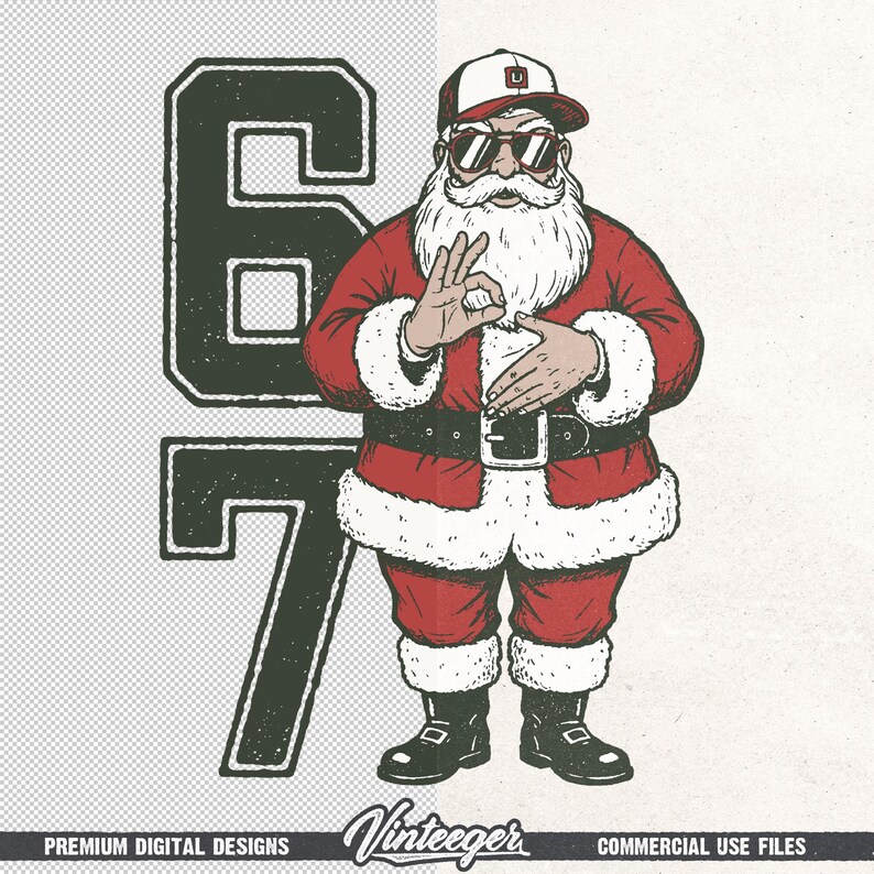 Diseño digital navideño moderno Six Seven - Gráfico PNG para camiseta 6 ...