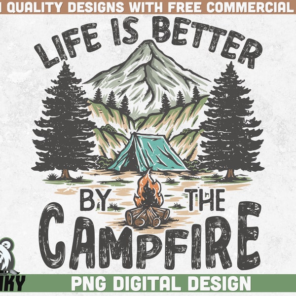 Camping sublimation PNG | Live is better by the campfire png | Camping shirt png | Retro camping design | Adventure shirt png | Outdoor png