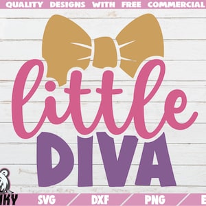 Pequeña diva SVG - Descarga instantánea - Archivo de corte imprimible - Uso comercial - Pajarita - Bebé niña svg - Recién nacido onesie svg - Bow