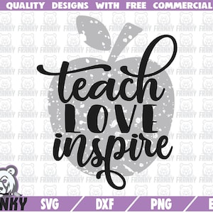 Insegnare Amore Ispirare SVG - Apple svg - Insegnante camicia svg - Insegnante regalo svg - Insegnante clip art - Scuola svg - Insegnante dxf - Insegnante vita svg