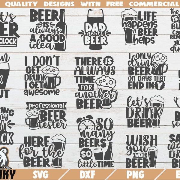 Beer bundle SVG - 18 Designs - Cut files - DXF files - Funny beer quotes SVG - Beer mug design - Beer stein svg - Beer Dad svg - Sayings svg