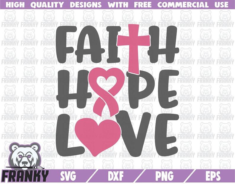 Download Faith Hope Love SVG Cut file DXF file Cancer awareness | Etsy