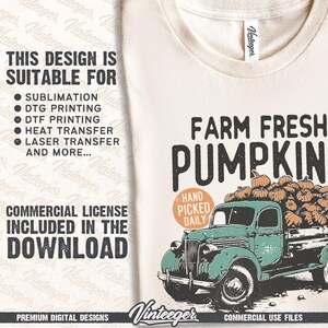 Boerderij verse pompoenen png | Retro herfstontwerp | Herfstsublimatie, png | Vintage herfstafbeelding | Herfstshirtprint png | Pompoenenwagen png afbeelding 3