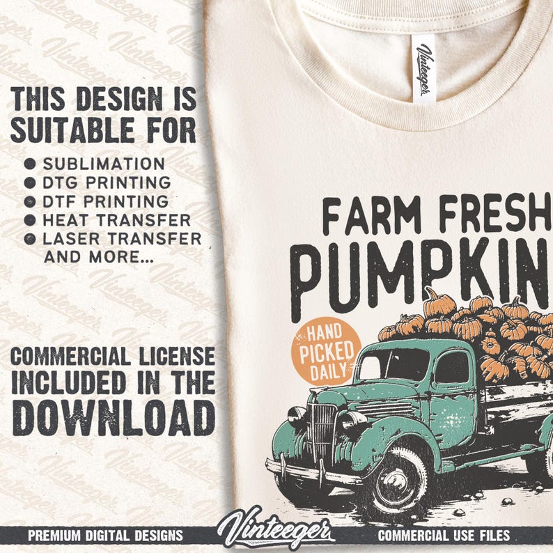 Boerderij verse pompoenen png | Retro herfstontwerp | Herfstsublimatie, png | Vintage herfstafbeelding | Herfstshirtprint png | Pompoenenwagen png afbeelding 3