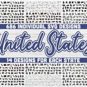 United States SVG Bundle - 686 Individual SVG Designs - Instant download - Cut files - America SVG - States outline svg - Home svg - Digital
