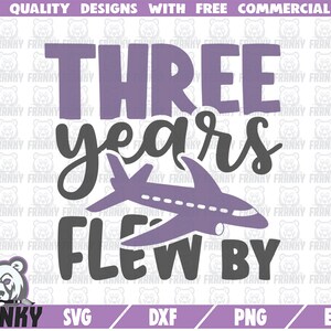 Trois ans volés par svg - Fichier Coupé - Fichier DXF - Maillot d’anniversaire de trois ans SVG - Avion svg - 3ème anniversaire svg - Anniversaire svg - Digital