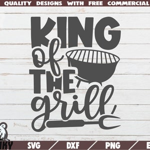 King of the grill SVG - Arquivo de corte - Arquivo DXF - Barbecue dad SVG - Design de avental para churrasco svg - Grill shirt svg - Camisa de churrasco svg - Grill pai