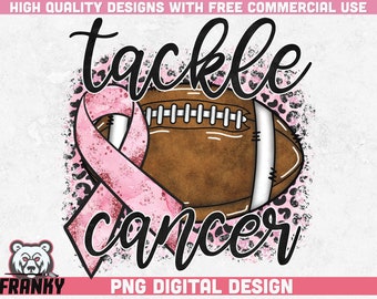 Tackle cancer PNG | Sublimation design | Breast cancer awareness | Cancer awareness shirt | Pink ribbon | Leopard print | Football ball png