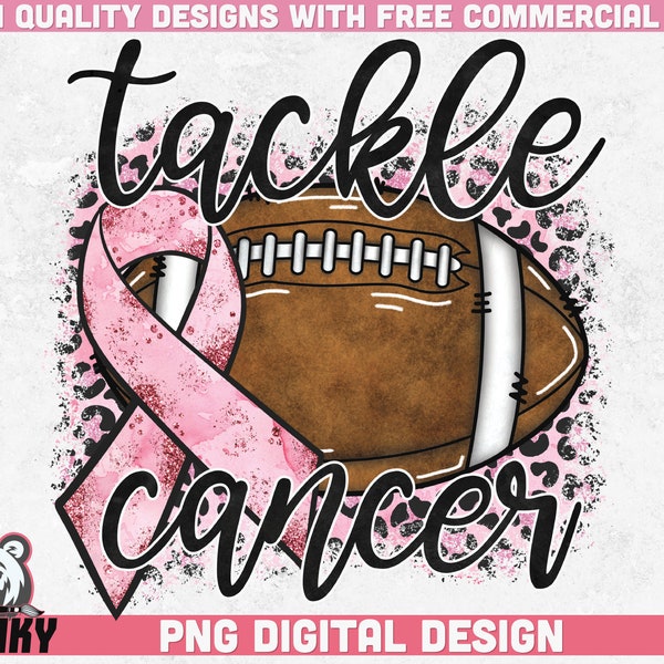 Tackle cancer PNG | Sublimation design | Breast cancer awareness | Cancer awareness shirt | Pink ribbon | Leopard print | Football ball png