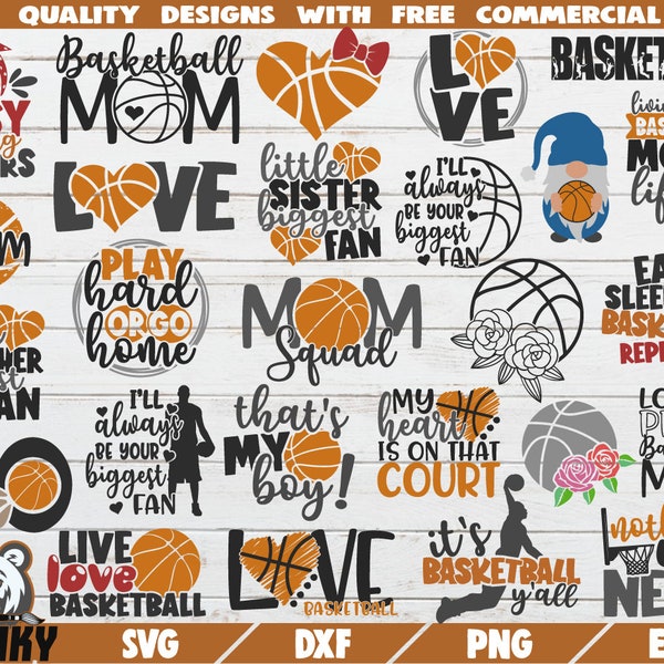 Basketball bundle SVG - 27 Designs - Cut files - DXF files - Basketball shirt svg - Basketball quotes svg - Basketball fan svg - Digital