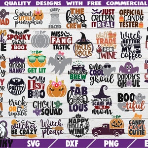 Zestaw Halloween - 40 projektów - Halloween SVG - Koszulka na Halloween - Drużyna Boo - Czarownica SVG - Nietoperz SVG - Hocus pocus - Straszny SVG - Dynia SVG
