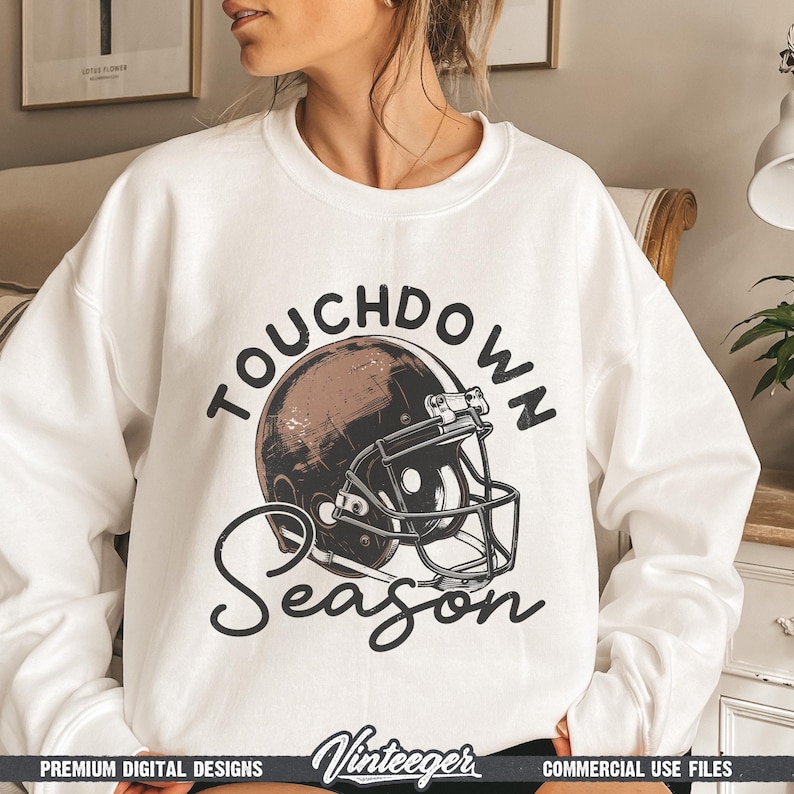 Touchdown Season Png | Retro football shirt design | Football helmet Png | Football shirt graphic | Football season Png | Game day Png image 5