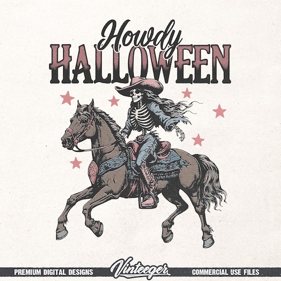 Howdy Halloween PNG - Halloween skeleton cowgirl design - Western girl t-shirt graphic - Fall sublimation PNG - Halloween printable design