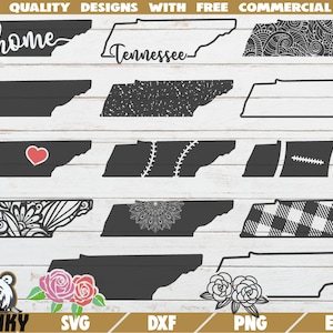 Tennessee SVG - 14 ontwerpen - Cut files - DXF bestanden - Tennessee state outline SVG - Love Tennessee - Vinyl sticker design - Shirt design svg