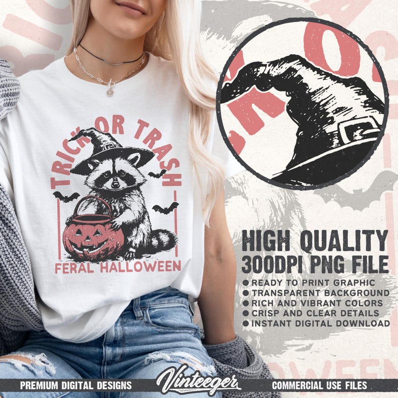 Trick or Trash Png | Halloween Sublimation Design | Raccoon Shirt ...