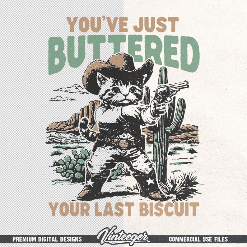 Funny Western design Png - Retro cowboy graphic for sublimation and DTG printing - Funny cat t-shirt design - Country saying Png image 6