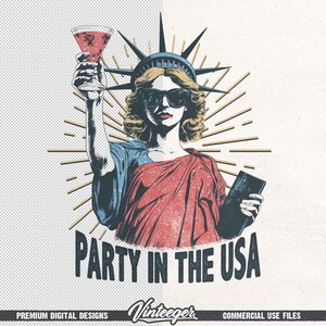 Fiesta en EE. UU. Png / Sublimación del 4 de julio / Diseño de camiseta del Día de la Independencia / Diseño patriótico Png / Impresión de camiseta de la Estatua de la Libertad imagen 6