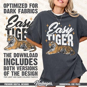 Trendiges Retro T-Shirt Design - Lustiges Zitat PNG mit Tiger Grafik - Humorvoller Druck für Sublimations- und DTG-Druck - Vintage Mädchen zum Ausdrucken Bild 2