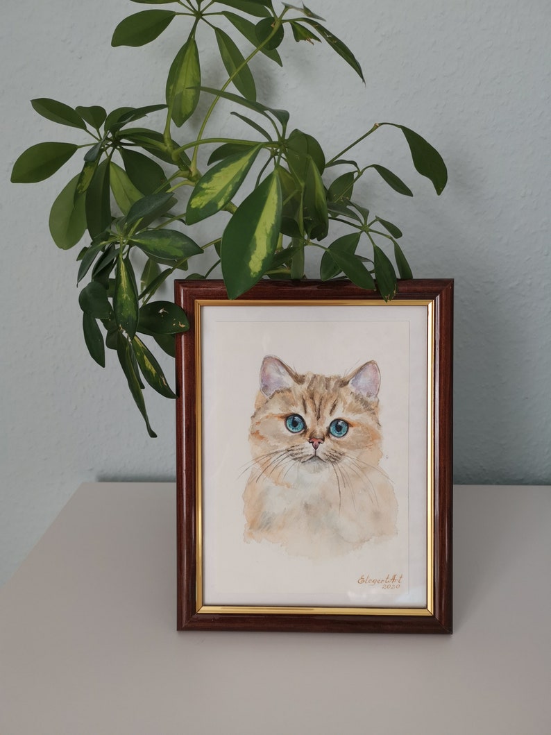 Handgemaltes Aquarellbild Haustier Portrait Personalisiert Geschenk Hund Katze Zeichnung Haustier Andenken Bild vom Foto Gemälde Denkmal Bild 8