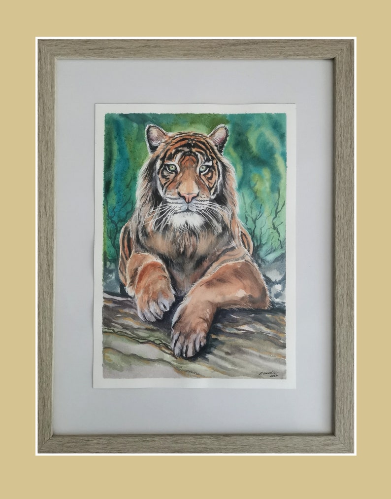 Watercolor Tiger kein Druck Aquarell Bild Bild 3