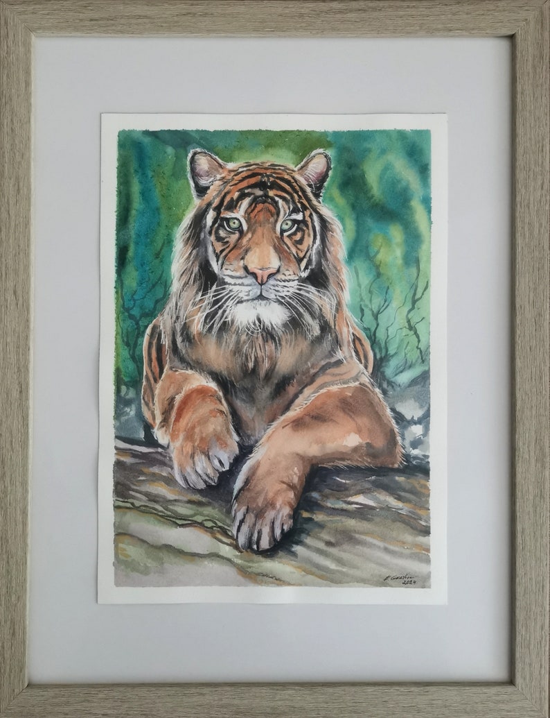 Watercolor Tiger kein Druck Aquarell Bild Bild 2