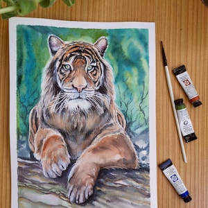 Watercolor Tiger kein Druck Aquarell Bild Bild 1