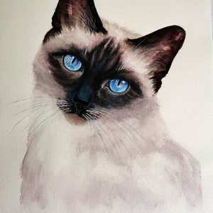 Katzenportrait mit Aquarellfarben kein Druck handgemachtes Aquarellbild personalisiertes Geschenk Weihnachten Silvester Andenken Haustier Bild 2