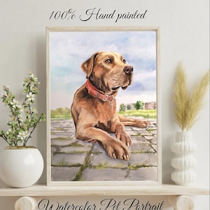 Custom Watercolor Pet Portrait with Background, personalized painting from Foto cat portrait dog portrait Hand painted