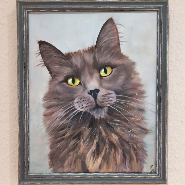 Ölbild Gemälde Haustier Portrait in Ölfarben personalisiert Oil on Canvas Geschenkidee für Weihnachten Katze Hund Zeichnung vom Foto