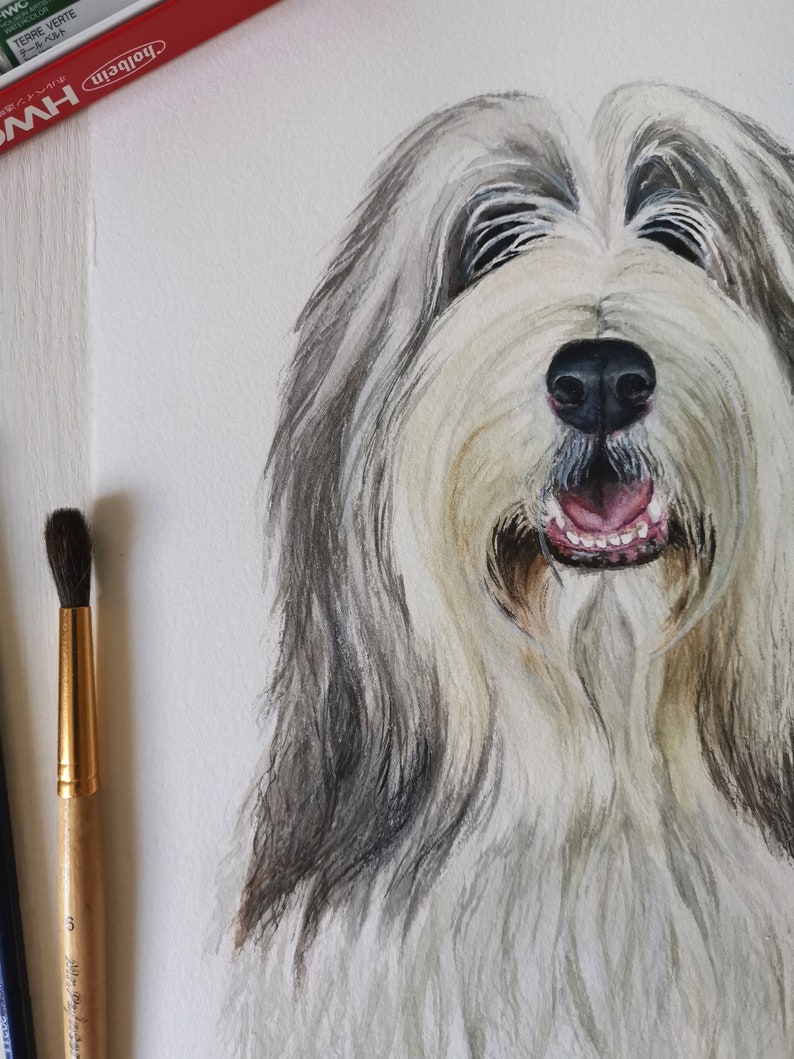 Handgemaltes Aquarellbild Haustier Portrait Personalisiert Geschenk Hund Katze Zeichnung Haustier Andenken Bild vom Foto Gemälde Denkmal Bild 4