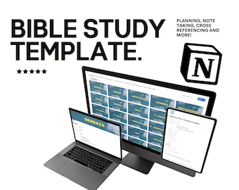 Bible study Notion Planner: This Notion bible study template is a digital bible study notebook, prayer tracker, Bible journal and more!