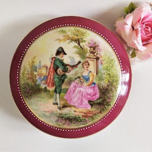 Limoges Porcelain Jewelry Box with Hand Painted Decor Trinket Box