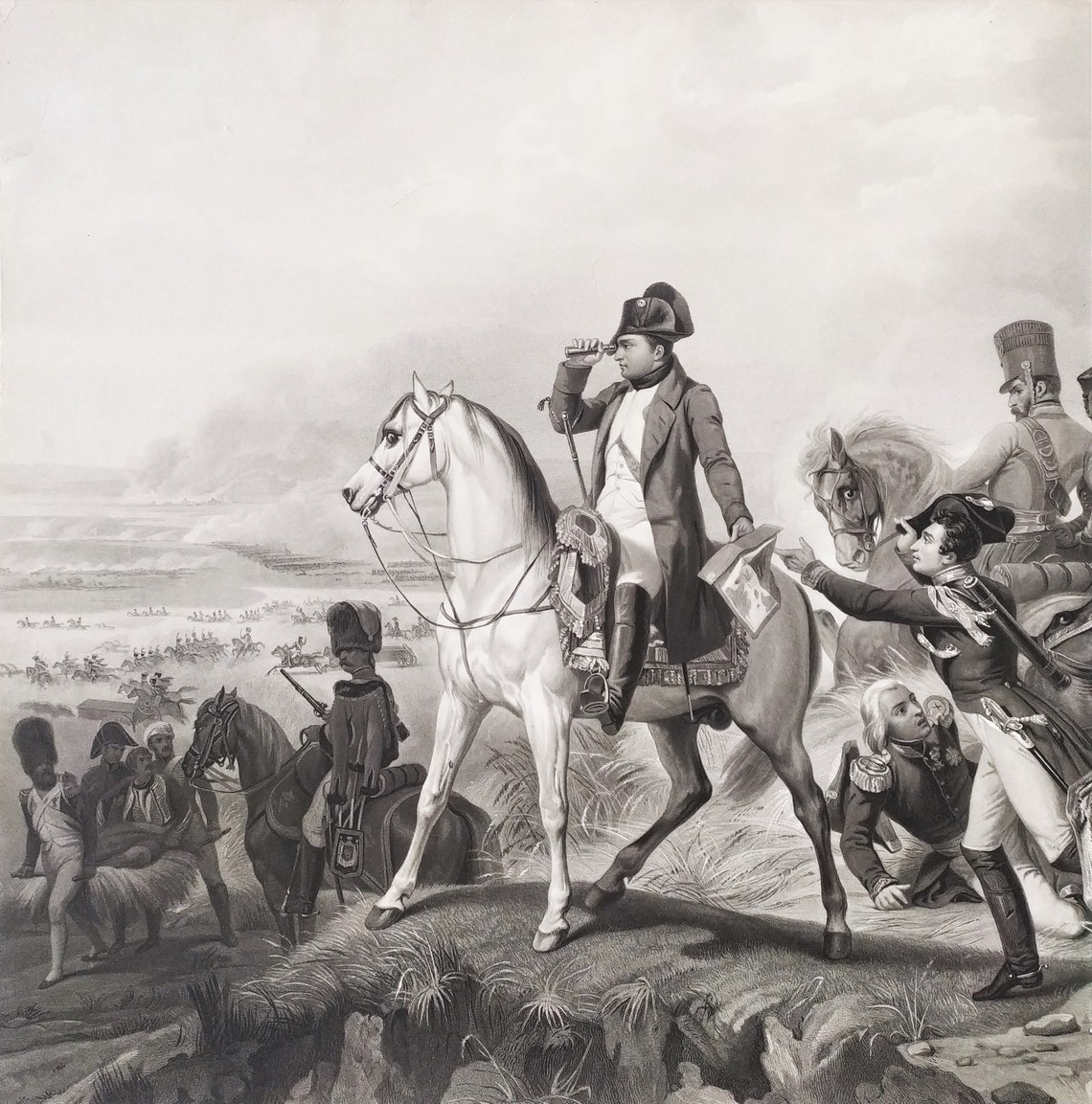 Antique Etching Napoleon Bonaparte on Arab Horse at the Battle | Etsy Napoleon Bonaparte Horse Painting
