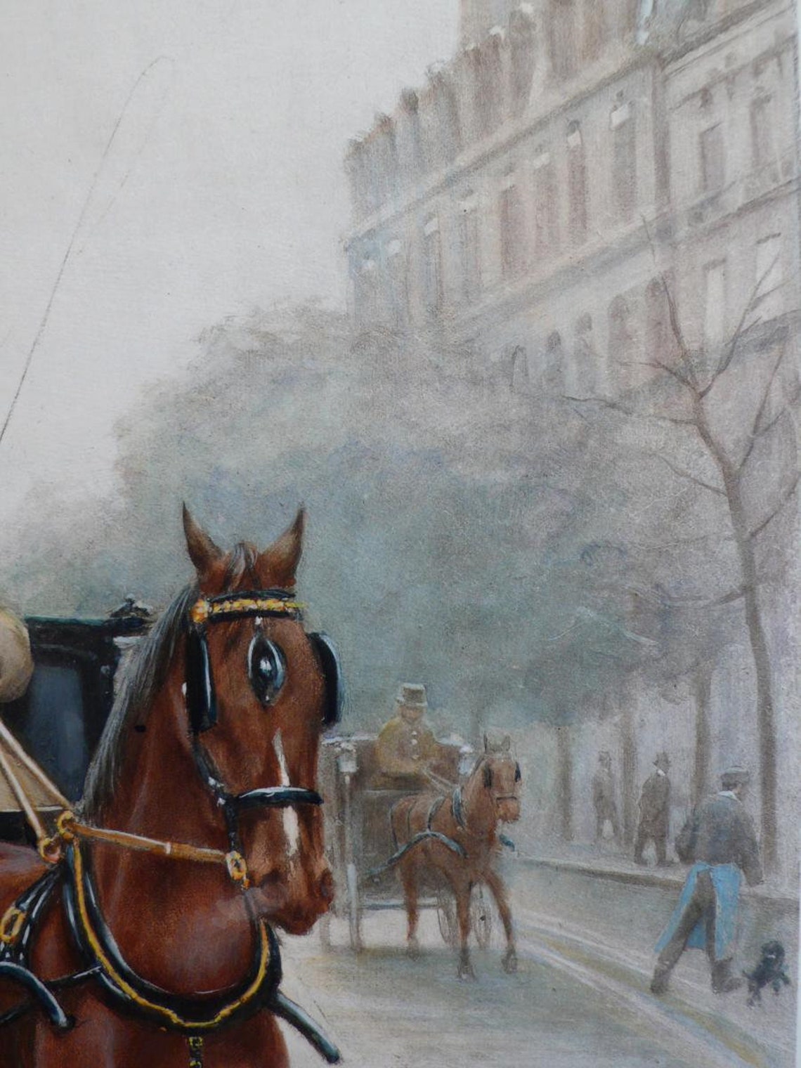 Horse Carriage Photogravure 19th C After French Oil Painting Etsy