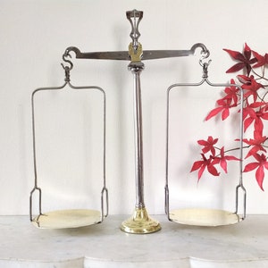 Scales of Justice Antique Balance of Brass and Steel Lawyer Gift Kitchen Decor French Furniture 19th century